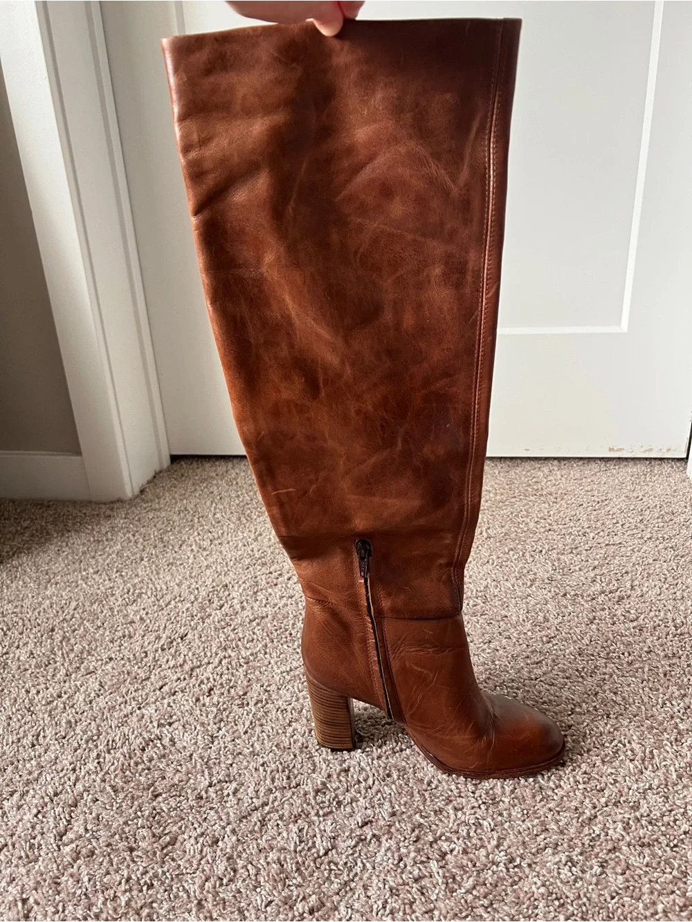 Free People Chestnut Brown Over-the-Knee Leather Boots